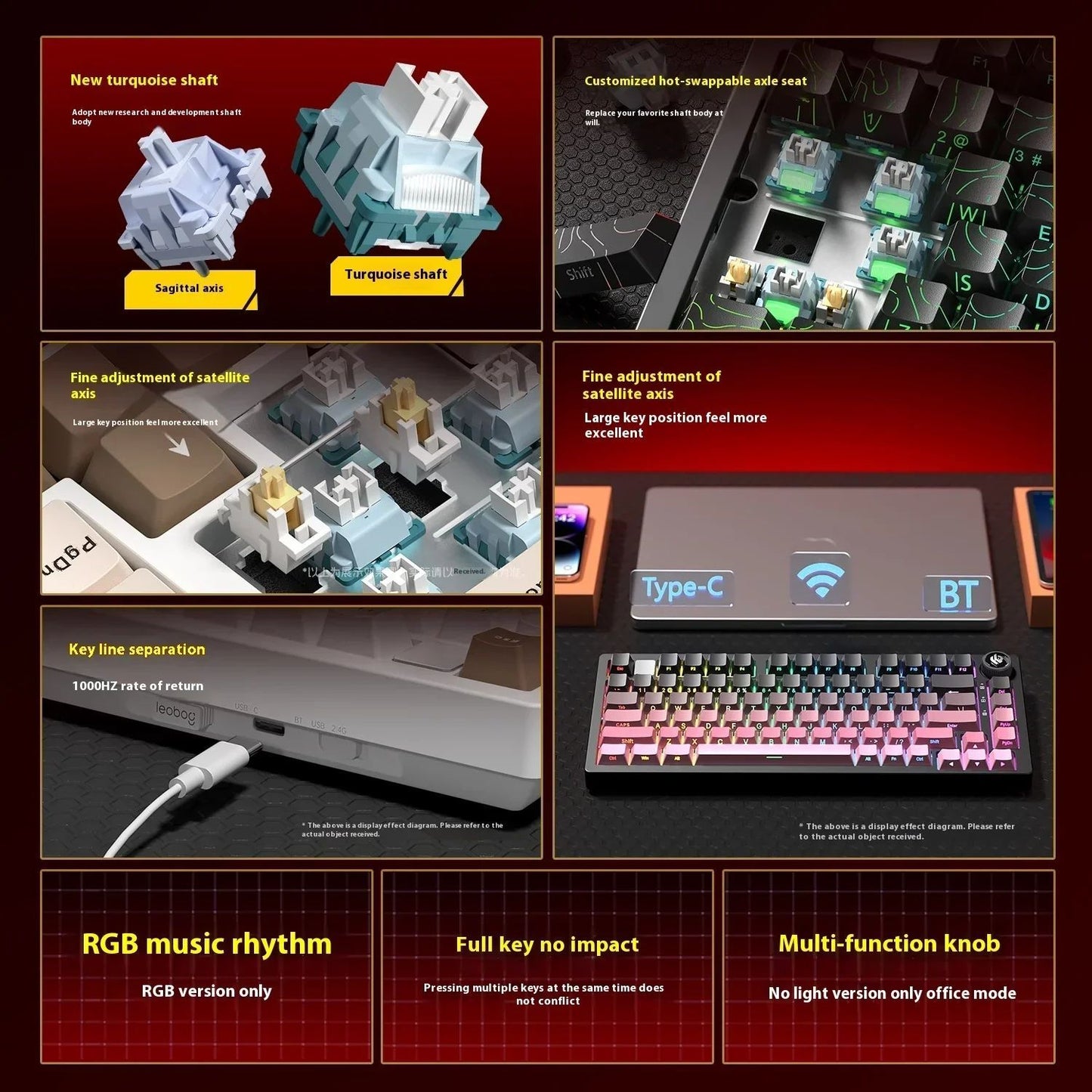 Leobog Hi75C Hi75 Hi75C Pro Kit de Teclado Mecânico Customizado de Alumínio Sem Fio para Jogos Bluetooth 2.4G Teclado Gamer com Hotswap com Fio