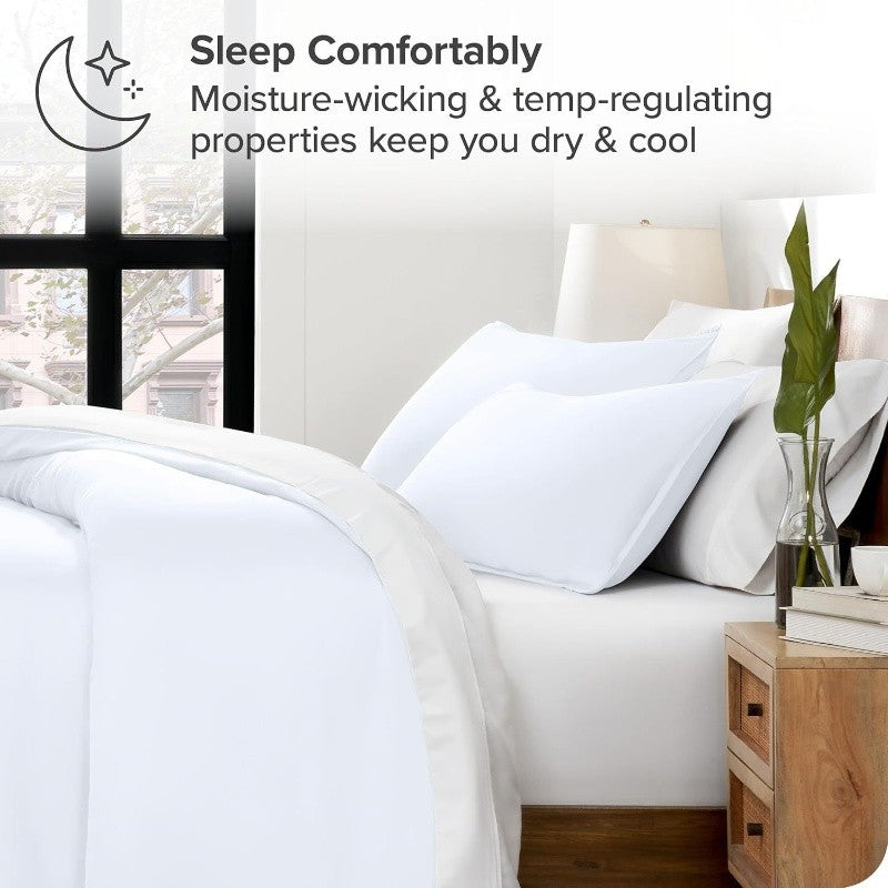 3pcs Lyocell Bamboo Fiber Duvet Cover Set,Luxury Solid Summer Silky Cooling Bedding Set(no Sheet),Single Quilt Cover+Pillowcases
