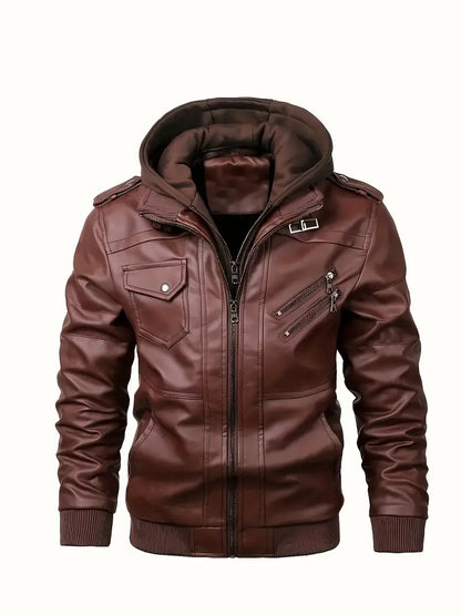 Motorcycle Leather Jackets Man Casual Fashion Motorcycle Coat Slim Fit Lapel PU Jackets Autumn Anti-wind Leather Coat Male
