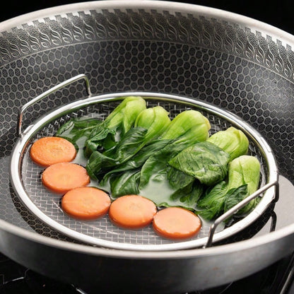 Stainless Steel Mesh Strainer Basket with Barbecue Tongs Multi-Functional Filter Drain Tray for Fried Foods Desserts Vegetables