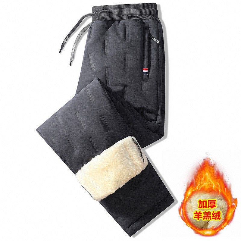 Calça Casual com Cordão Elástico na Cintura Moletom Esportivo Calça Folgada de Inverno Masculina Roupas Masculinas Quentes à Prova de Vento Y2k?