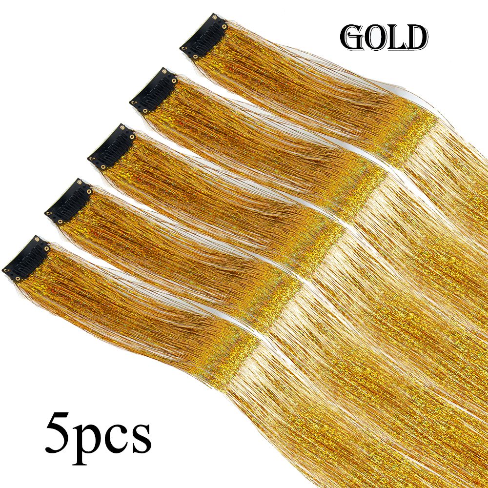 5 Unidades/Pacote Extensões de Cabelo Cintilantes Presilhas Arco-Íris Brilhantes Mechas de Cabelo Resistentes ao Calor Extensões de Cabelo Cintilantes para Tranças