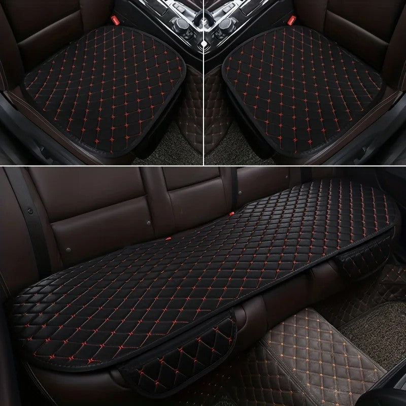 Kcimo 3Pcs Cotton and linen Car Seat Cover Set Universal Car Seat Cover Cushion Car Seat Protector Interior Car Accessories