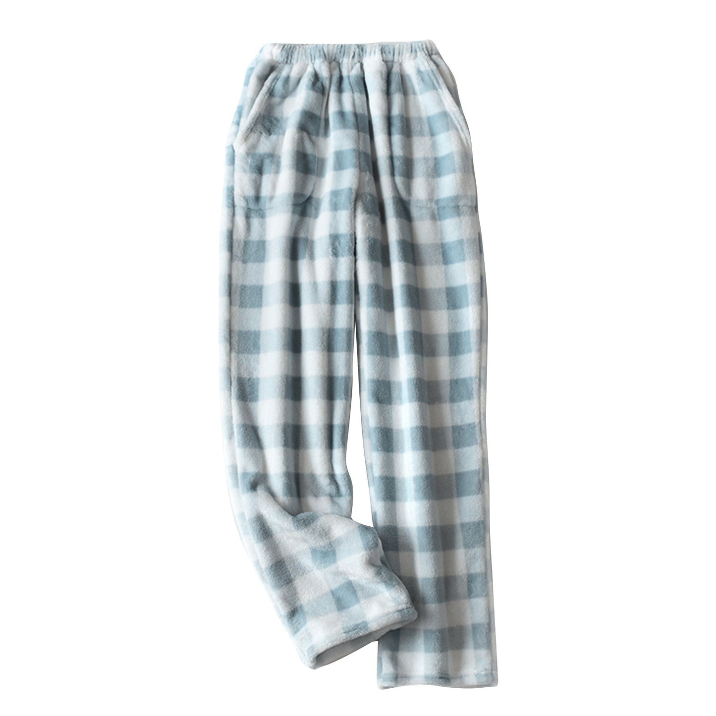 Women Pajama Pants Yoga Pants Elastic Waist Fuzzy Fleece Plaid Bottoms Soft Lounge Sleepwear With Pockets Plush Pajamas Pants