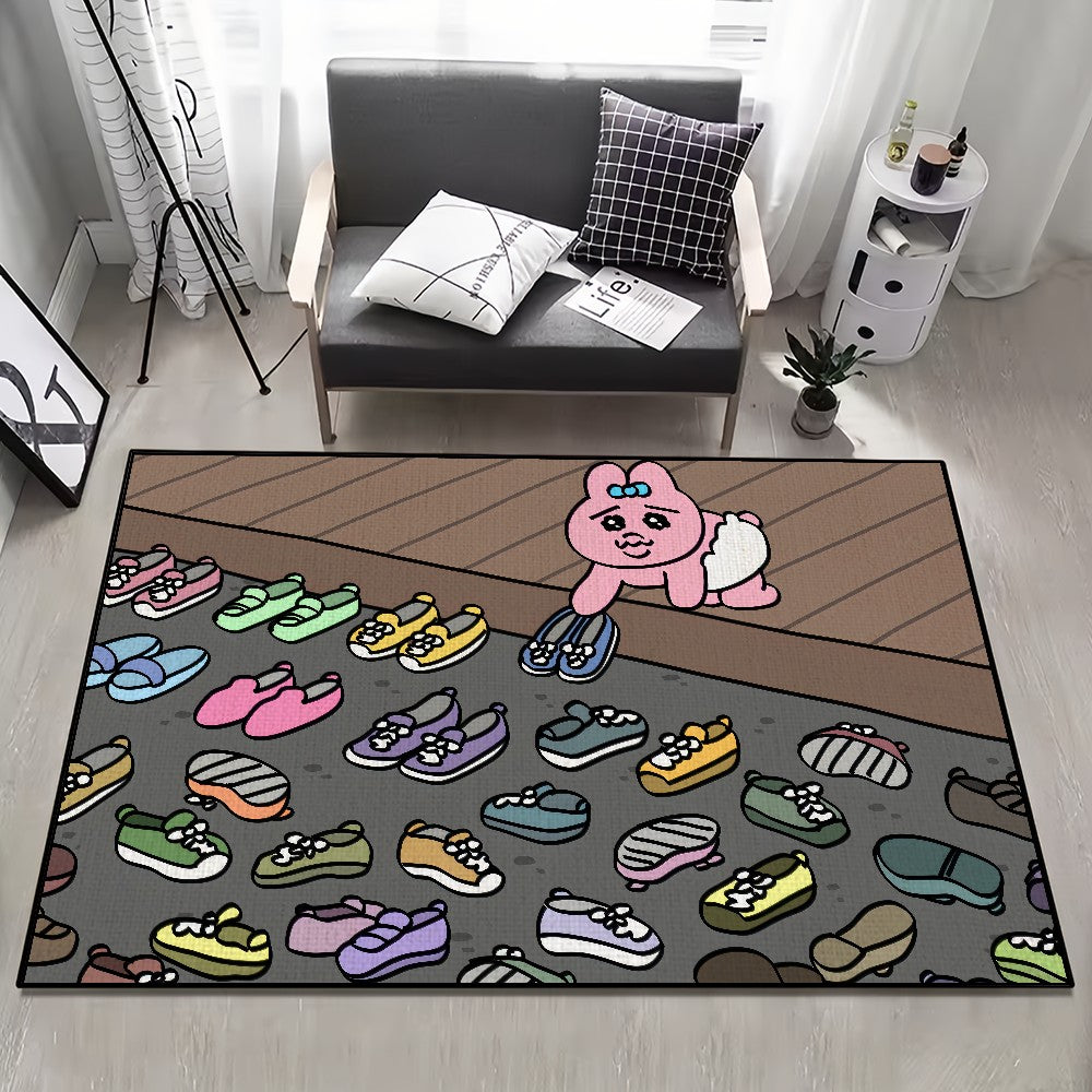 funny cartoon rabbit o-Opanchu U-Usagi small carpet Rug Home Decor Bedroom Mat Hallway Balcony Entrance Doormat Decoration
