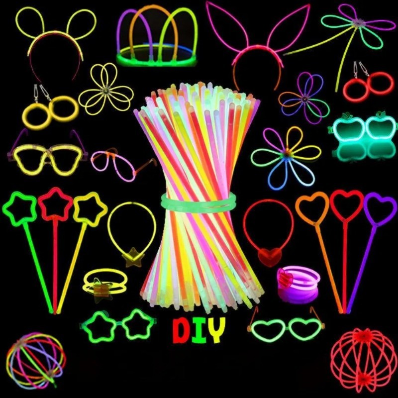 50/100PCS Glow Stick Set with 17 Accessories DIY Perfect for Vibrant Party Supplies for Concert Halloween Festivals Events? Part