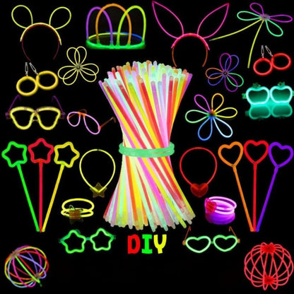 50/100PCS Glow Stick Set with 17 Accessories DIY Perfect for Vibrant Party Supplies for Concert Halloween Festivals Events? Part