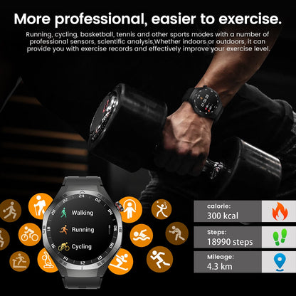2025Novo Para Android e iOS Smartwatch Masculino Tela AMOLED GPS Rota de movimento Batimentos cardíacos Chamadas Bluetooth Smartwatch À Prova D'água