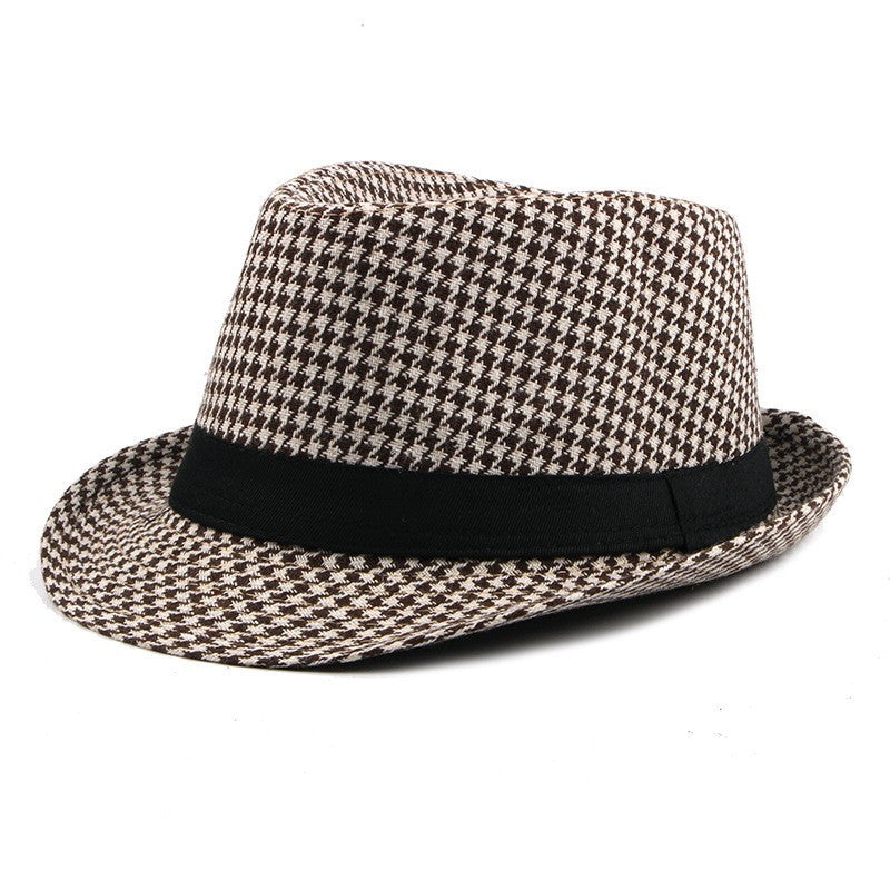 Chapéu de Lã para Casamento Primavera Verão para Homens de Meia-Idade, Casal, Moda Outono Inverno, Festa Xadrez, Design de Luxo, Chapéu Jazz Fedora para Mulheres