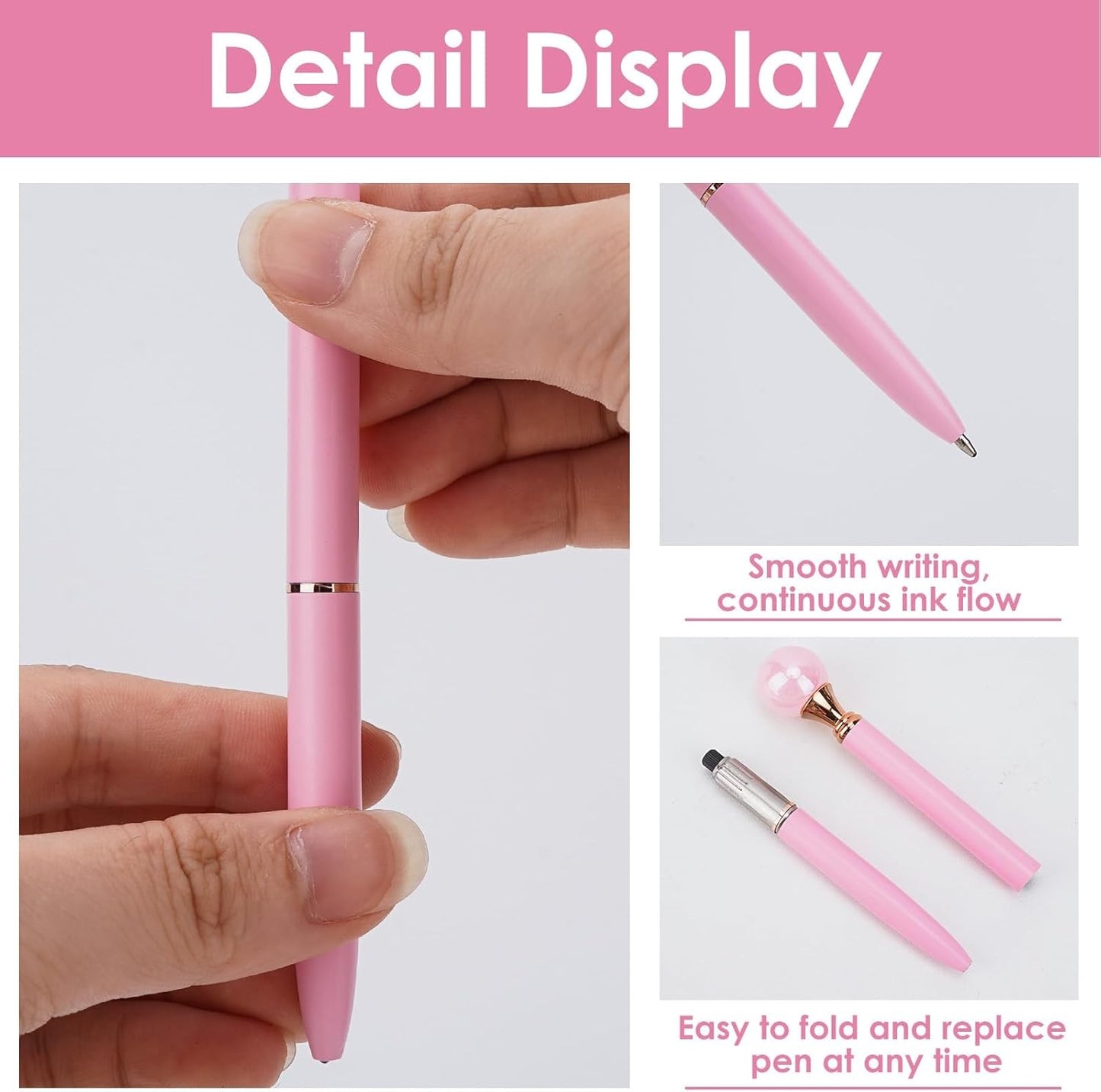 Pearl Pen Ballpoint Pens Signature Pens 1.0mm Black Ink Advertising Gift Pen for Office Home Party Christmas Birthday(3Pcs)