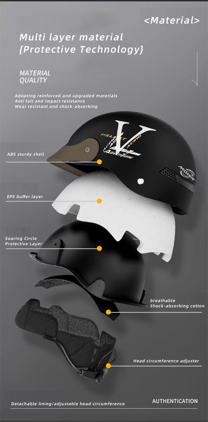 MOWK Capacete de Motocicleta Vintage Meio Capacete de Verão Respirável para Homens e Mulheres Scooter Elétrica a Jato Capacete Aberto Capacete de Segurança Refletivo