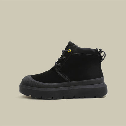 Fujin 4cm New Synthetic Suede Genuine Leather Spring Autumn Ankle Booties Chunky Sneakers High Brand Big Size Plush Women Shoes