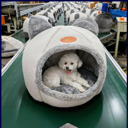 Cama Semiconcha para Pets Mais Vendida - Casinha Quente e Aconchegante para Gatos e Cães Pequenos Durante Todas as Estações