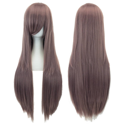 Soowee 80cm Cabelo Sintético Comprido Branco Roxo Perucas Cosplay Festa Preto Cabelo Liso Peruca Postiça para Mulheres