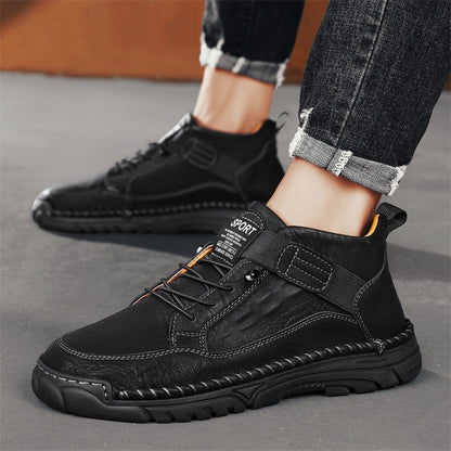 Italian Men's Outdoor Walking Boots Casual Leather Comfy Designer Driving Flats Fashion Vintage Handmade Thick Bottom Sneakers