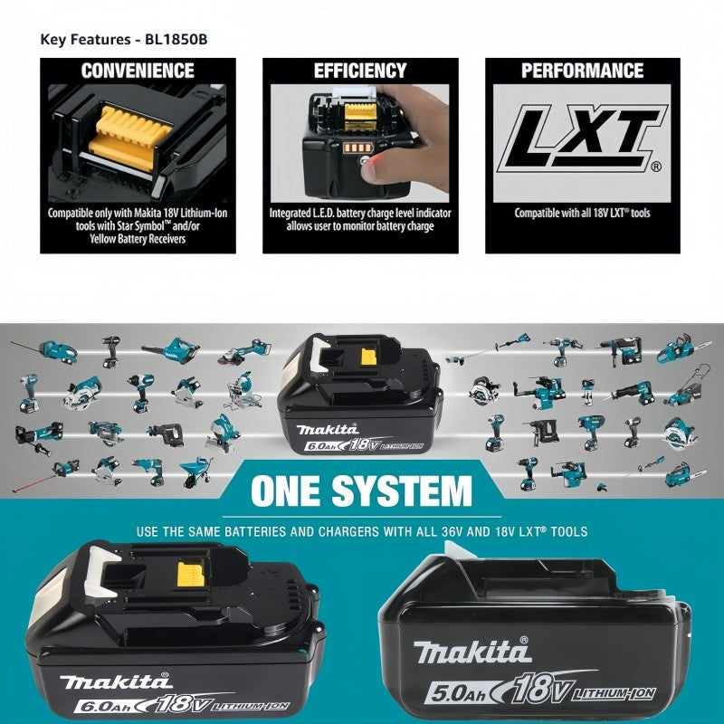 Bateria original Makita 18v para ferramenta elétrica recarregável, bateria substituível de íons de lítio 5Ah/6Ah, 1850 BL1860B 6ah