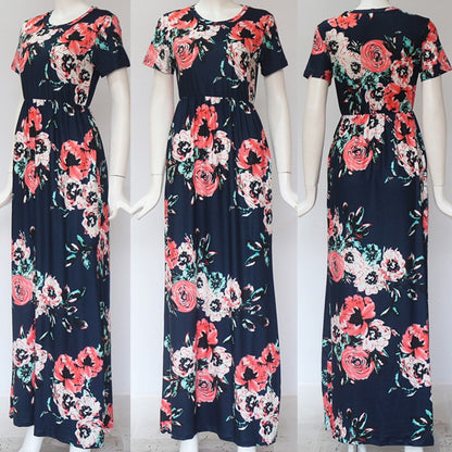 Women Summer Floral Print Maxi  2025 Loose White Boho Beach Dress Women Vintage