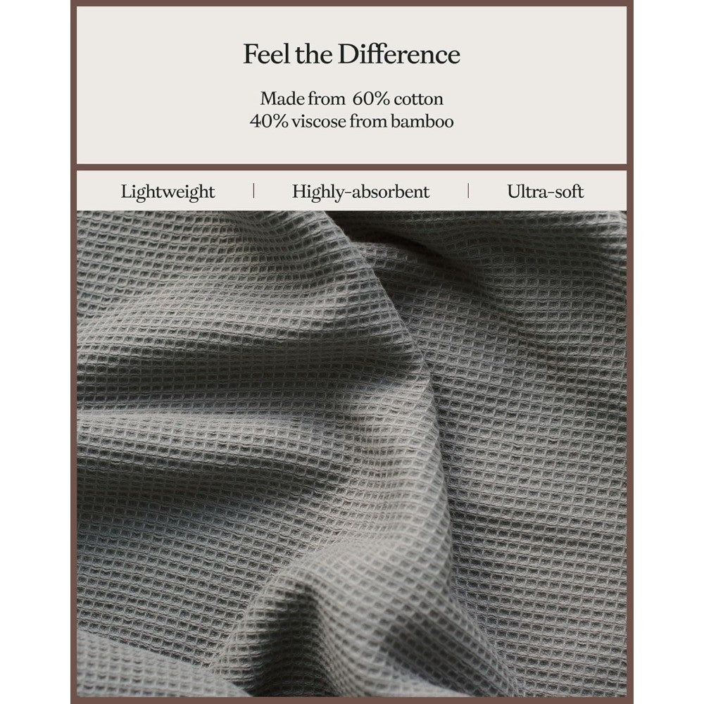 Complete Waffle Bath Bundle - 60% Cotton 40% Viscose from Bamboo - Quick Dry & Ultra-Soft Waffle Weave Bath Towels