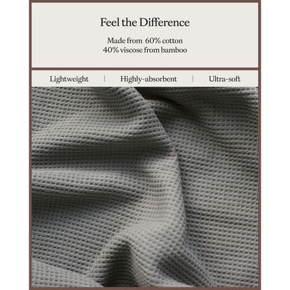 Complete Waffle Bath Bundle - 60% Cotton 40% Viscose from Bamboo - Quick Dry & Ultra-Soft Waffle Weave Bath Towels