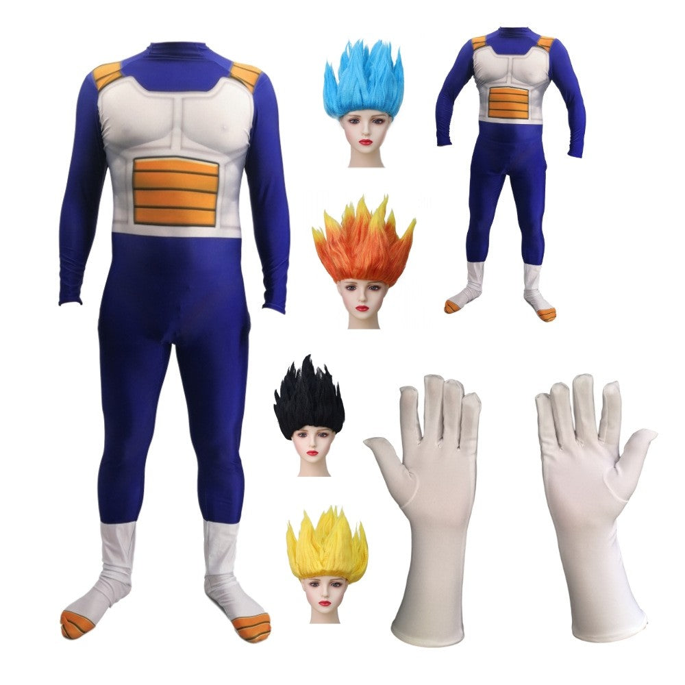 Men's Vegeta TRUNKS Kids Adult Cosplay Costume Super Saiyan Boys Youth GOKU Torankusu Halloween Jumpsuit Bodysuit Party Dress Up