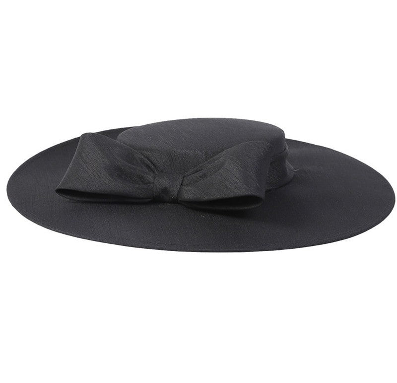 FS Elegante Chapéu de Aba Larga Marfim Feminino Grande Laço Ocasião Formal Kentucky Boné Feminino Casamento Coquetel Festa Fedora de Topo Reto 2024