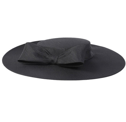 FS Elegante Chapéu de Aba Larga Marfim Feminino Grande Laço Ocasião Formal Kentucky Boné Feminino Casamento Coquetel Festa Fedora de Topo Reto 2024