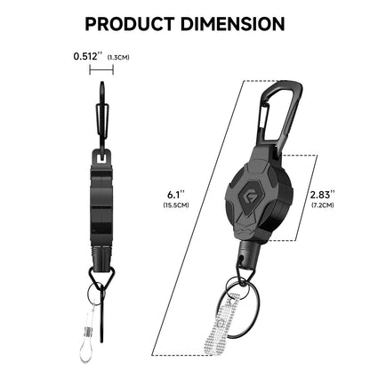 GITFOS Retractable Keychain Heavy Duty Tactical ID Badge Reel Strap Holder With Phone clip fastener Retractable Cord KeyRing