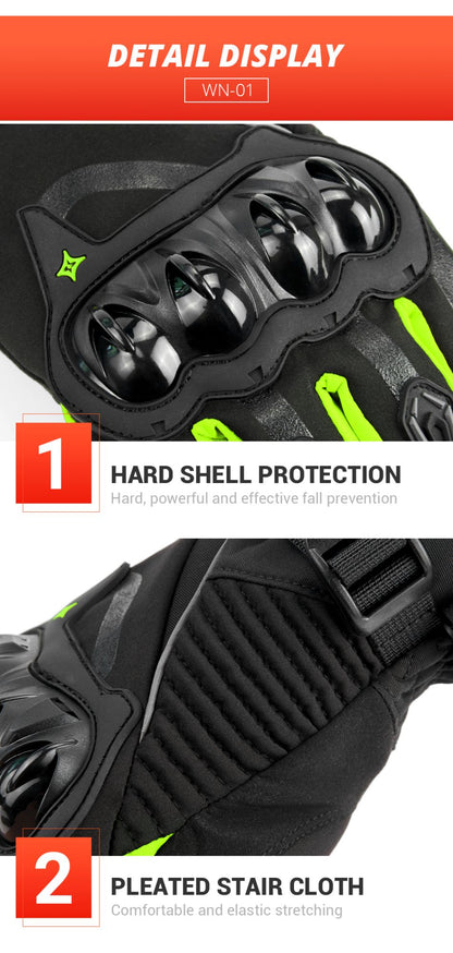 Luvas de motocicleta de inverno impermeáveis quentes masculinas dedo completo luvas de moto tela sensível ao toque para pilotagem de motocicleta