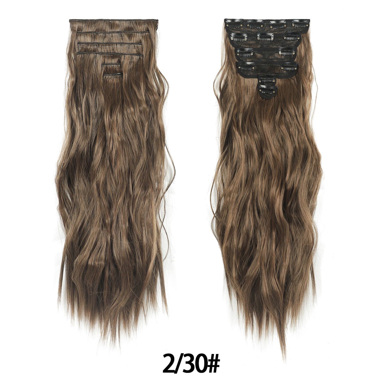 Jeedou 185g Thick Soft Hairpieces Clip in Hair Extensions 6PCS Water Wavy Long 24Inch Synthetic Hair for Women Party Daily Use