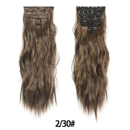 Jeedou 185g Thick Soft Hairpieces Clip in Hair Extensions 6PCS Water Wavy Long 24Inch Synthetic Hair for Women Party Daily Use