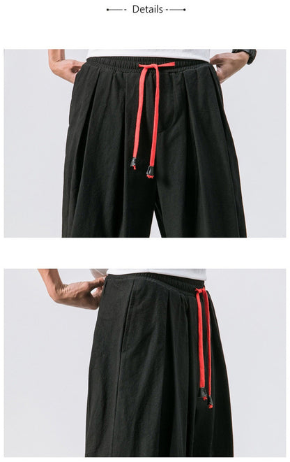 FGKKS Spring Men Loose Harem Pants Chinese Linen Overweight Sweatpants High Quality Casual Brand Oversize Trousers Male