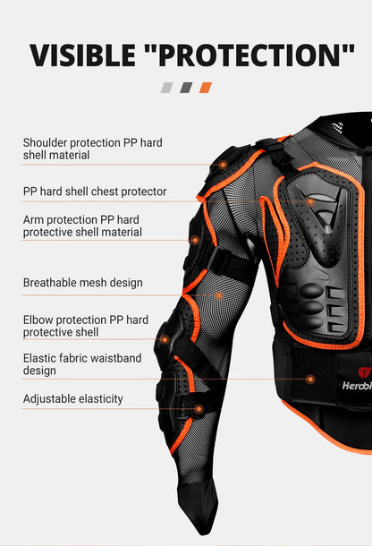 New Motorcycle Jackets Men's Full Body Armor Protection Jackets Motocross Enduro Racing Moto Protective Equipment Clothes S-4XL