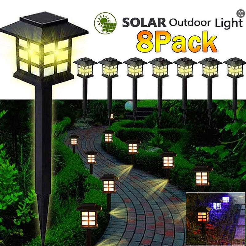 10Pack Outdoor Solar Lawn Lights Retro Small House Lamp Courtyard Garden Decoration Small Night LEd Inserted Small Palace Lights