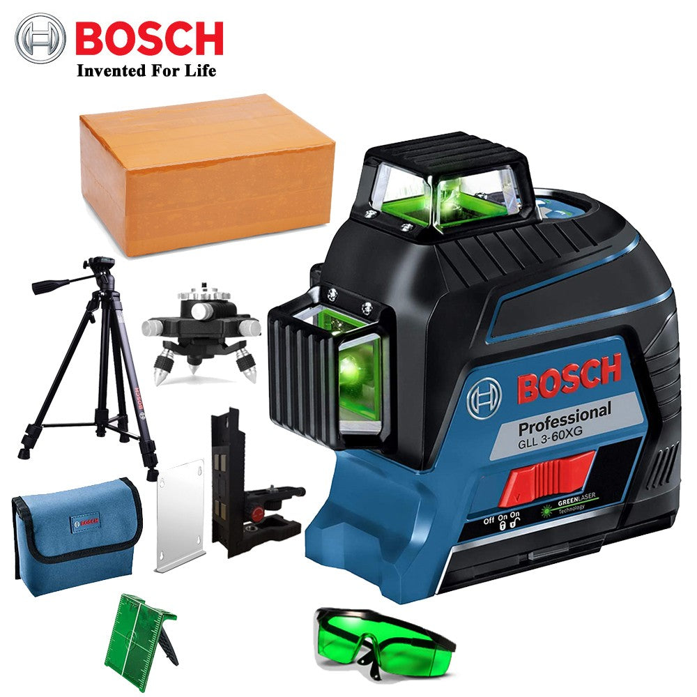 Nível a Laser Verde Bosch 12 Linhas 360 Nível a Laser GLL3-60XG Projeção de Linha de Marcação para Decoração Residencial Nível a Laser para Exterior