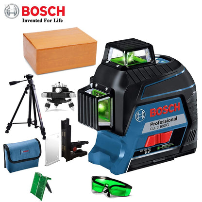 Nível a Laser Verde Bosch 12 Linhas 360 Nível a Laser GLL3-60XG Projeção de Linha de Marcação para Decoração Residencial Nível a Laser para Exterior