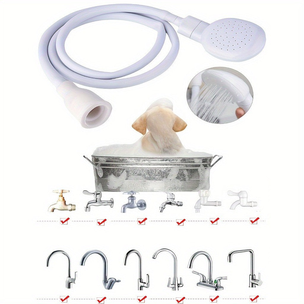 1set Multi-functional Dog Shower Attachment, Pet Shower Head, Rubber Handheld Dog Shower Bathing Sprayer With Hose, Pet Shower A