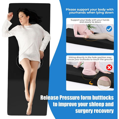 Cama pós-cirúrgica para BBL com orifício para dormir confortavelmente, colchão de espuma de alta densidade para recuperação de BBL, suporte para Brazilian Butt Lift
