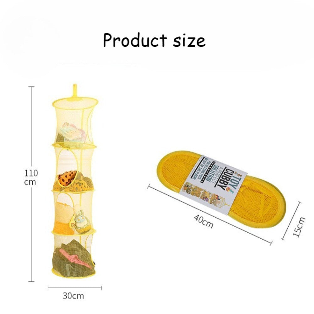 4-Layer Hanging Mesh Toy Storage Bag Foldable Organizing Mesh Suitable for Storing Toys Gloves Hats Socks and Other Items