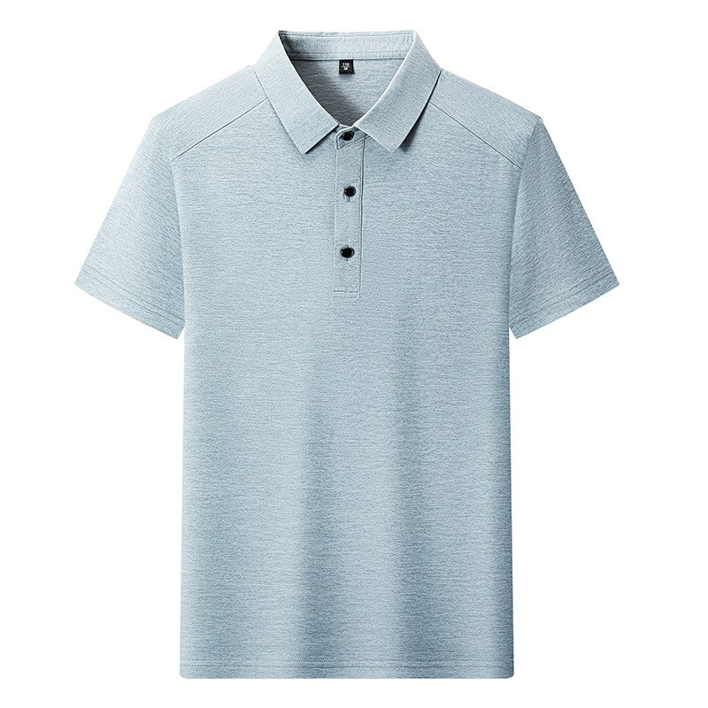 Summer business breathable short sleeved polo shirt with collar top, 2025 new item solid color collar short sleeved shirt