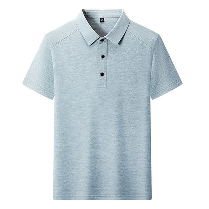 Summer business breathable short sleeved polo shirt with collar top, 2025 new item solid color collar short sleeved shirt