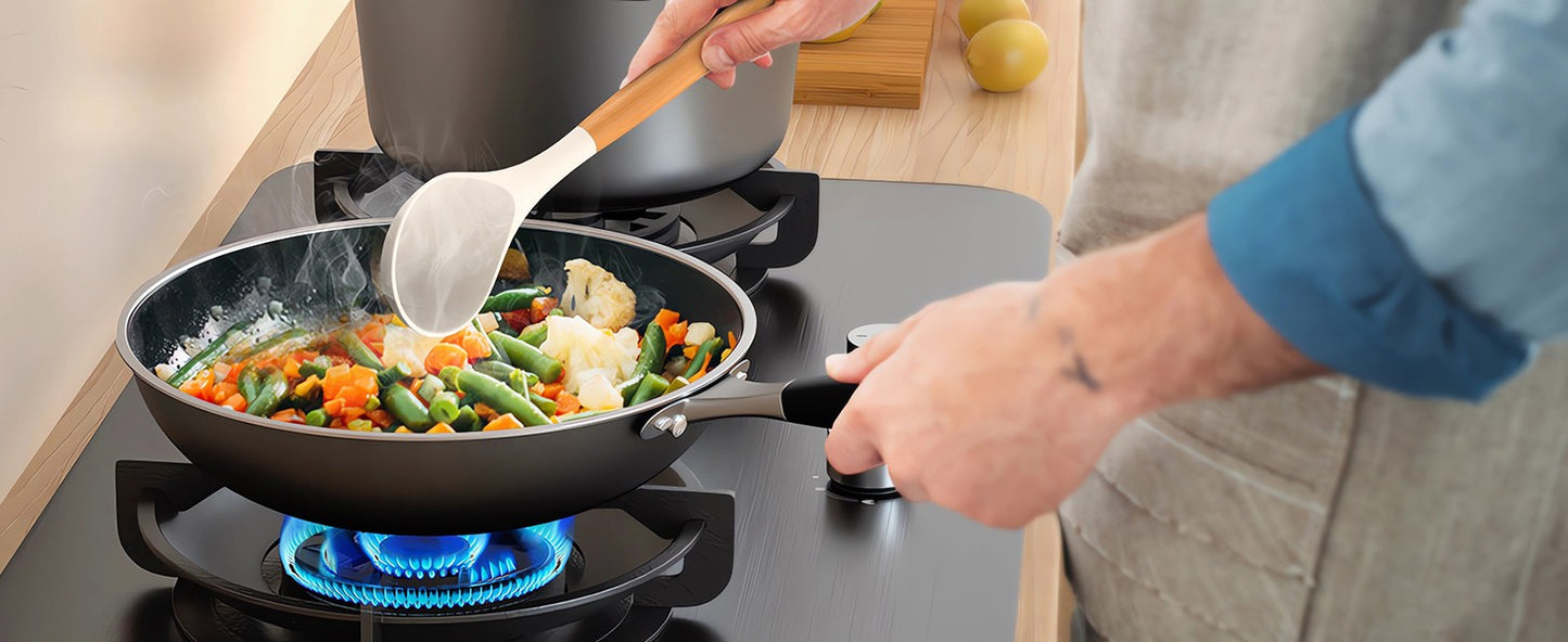 12PCS Silicone Kitchen Utensils Cooking Set Food Grade Cookware Utensils Turner Spatula Measuring Spoon Practical Kitchenware