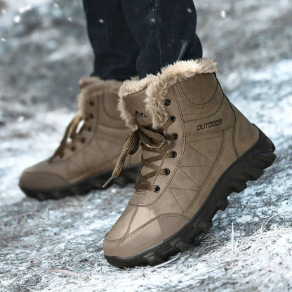 Botas de Neve de Inverno 2025 Masculinas Sapatos Outdoor Cano Alto Cadarço Antiderrapante Botas de Tornozelo Quente Confortáveis Pelúcia Sapatos Casuais Masculinos