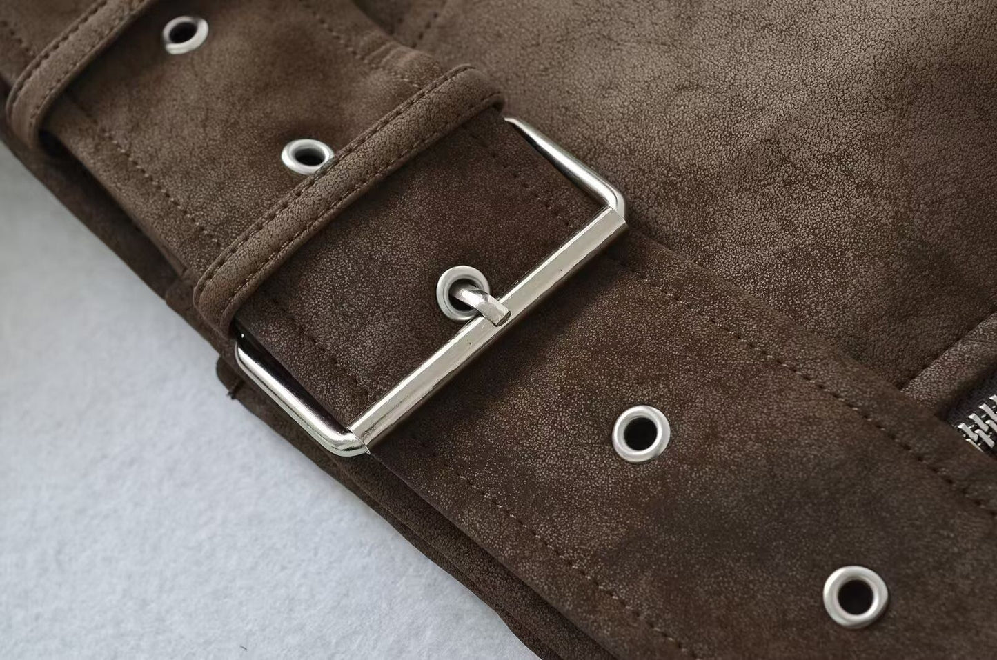 European style new women's fashion versatile temperament retro design velvet PU motorcycle jacket short coat