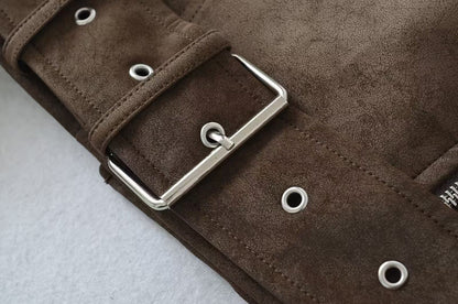 European style new women's fashion versatile temperament retro design velvet PU motorcycle jacket short coat