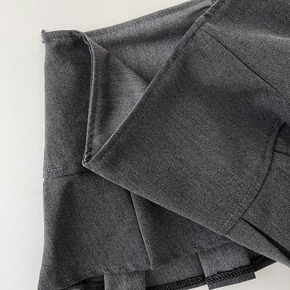 Low Waist Mini Skirt Y2K Black Low Rise Pleated Skort with Bulit-in Shorts Micro Miniskirt Women Teenage Girls Sweet Outfit