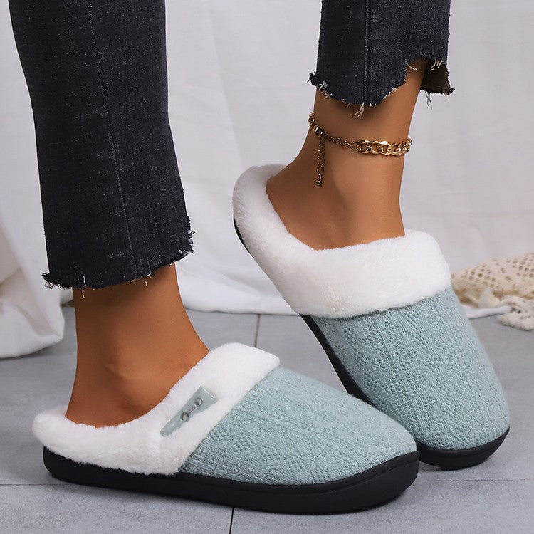 Platform Fluffy Slippers Women House Plush Fashion Designer Winter Shoes Ladies Flats Warm Home Casual Footwear Elegant Big Size