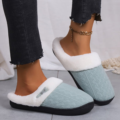 Platform Fluffy Slippers Women House Plush Fashion Designer Winter Shoes Ladies Flats Warm Home Casual Footwear Elegant Big Size