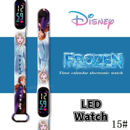 Disney Frozen Digital Kids' Watches Anime Figures LED Luminous Watch Touch Waterproof Electronic Sports Watch Kids Birthday Gift