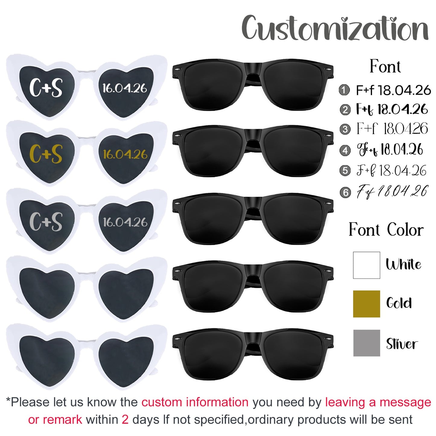 12-120Pcs Custom Wedding Sunglasses Personalised Heart Shaped Sunglasses Wedding Party Favors for Guest Date Initials Custom