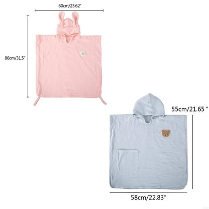 E06F Baby Hooded Bath Towel Ultra-absorbent 4 Layers Soft Cotton Bathrobe Blanket Sleepwear Children Clothing Infant Poncho-